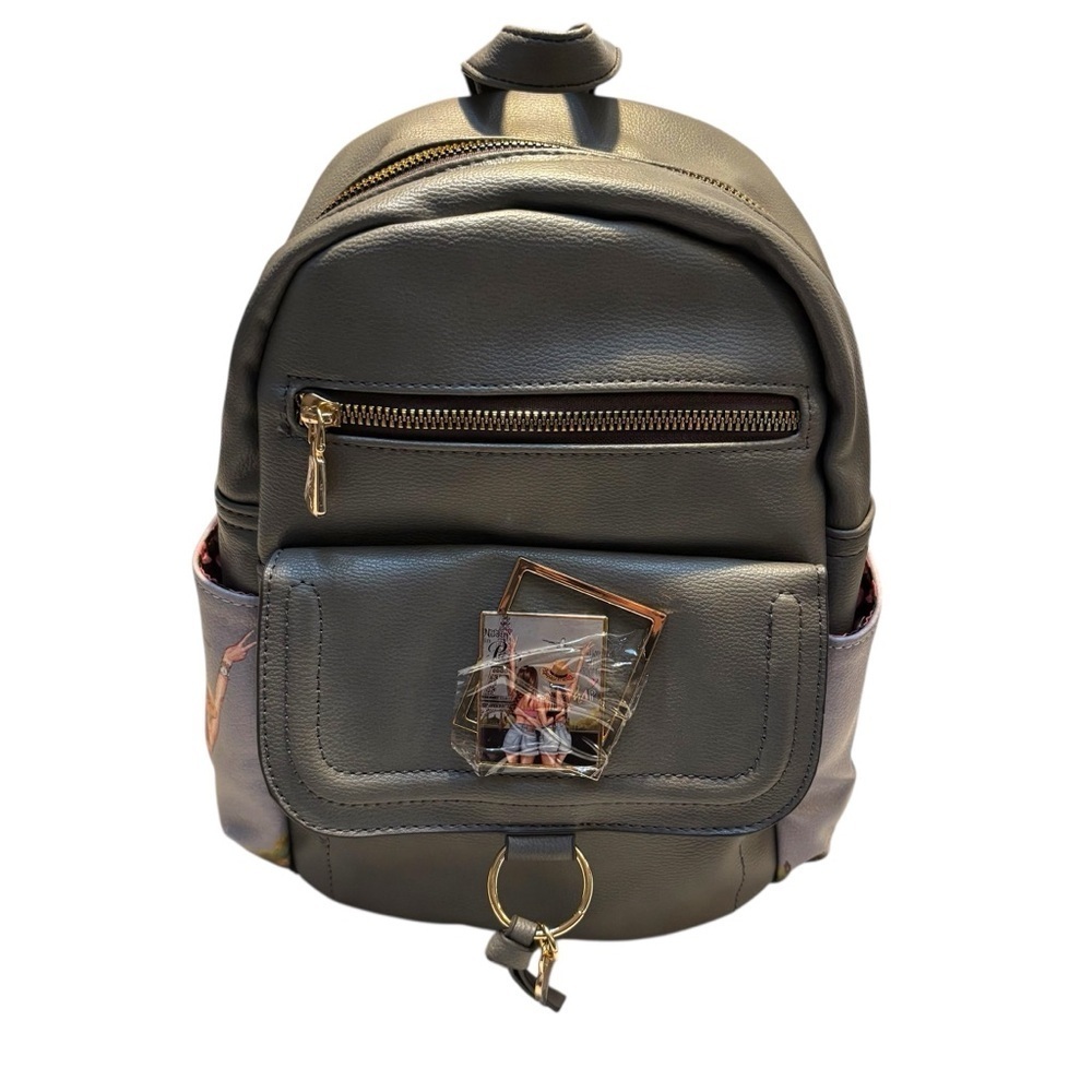 NWT Nicole Lee Backpack Nikky Bag Gray Happy Together Gold Accents Best Friends